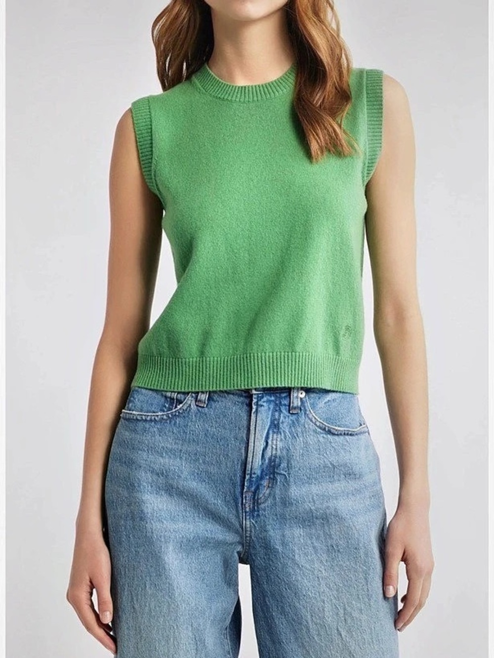Dôen Louden Cashmere Crewneck Sleeveless Top Green